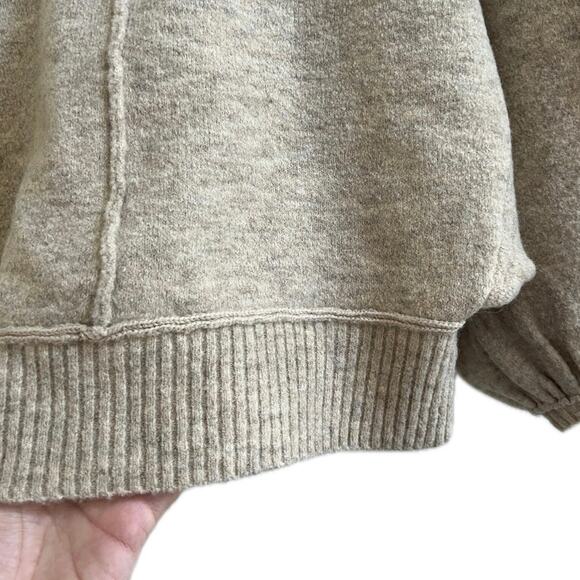 Robbi & Nikki Wool Blend Tan Cropped Toggle Sweater Jacket Balloon Sleeves XS - Picture 9 of 11